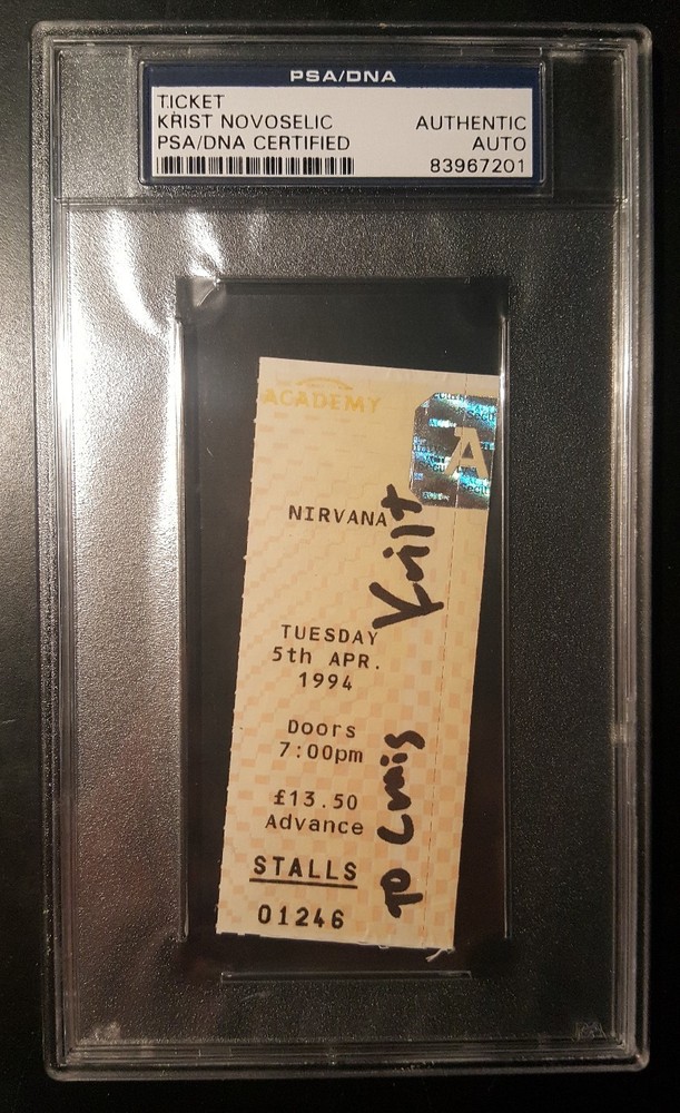Krist Novaselic Nirvana Signed Phantom Ticket Stub 4/5/94 PSA/DNA AUTHENTIC AUTO