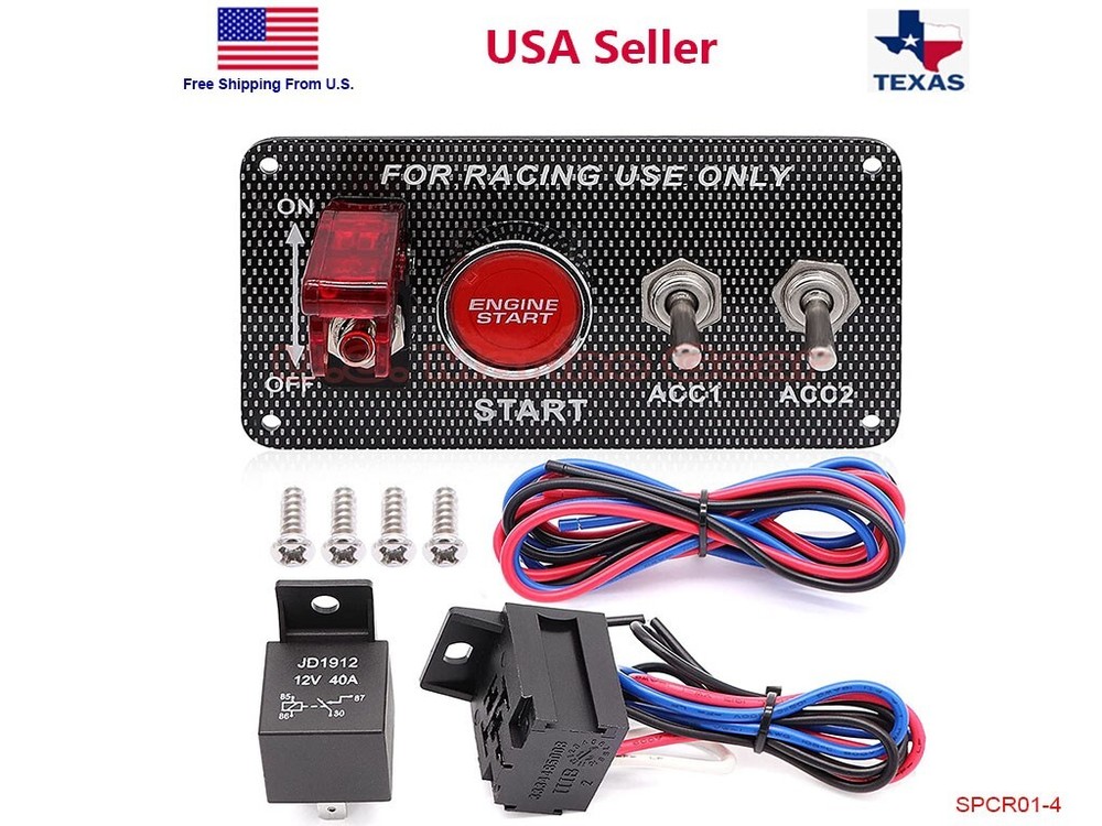 Racing Car 12V Ignition Switch Engine Start Push Button Toggle Panel