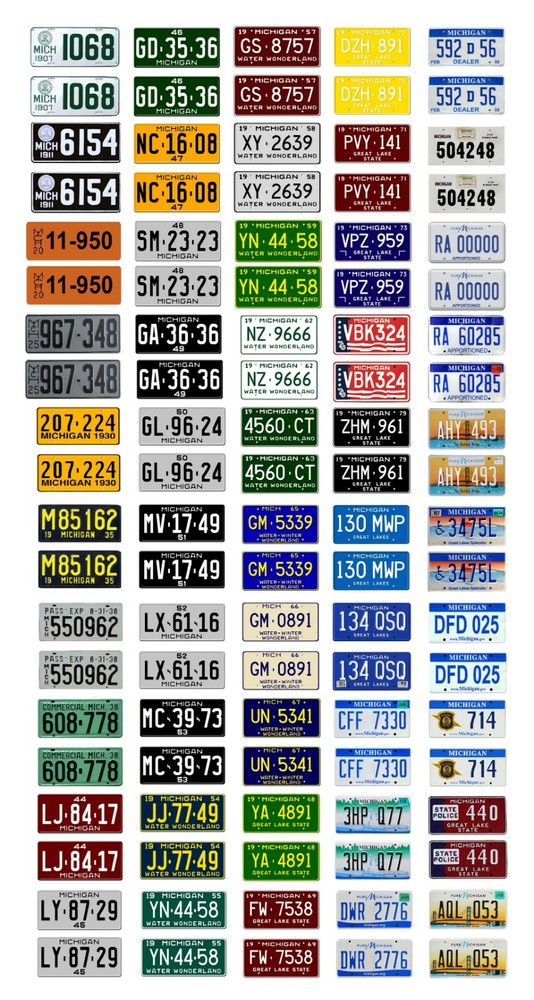 1/64 scale model car assorted Michigan license plates state tags