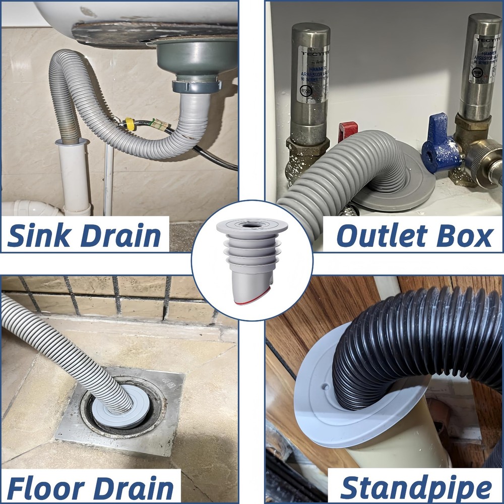 Washing Machine Drain Hose Seal, JHBKing Washer Outlet Plug, M, Grey