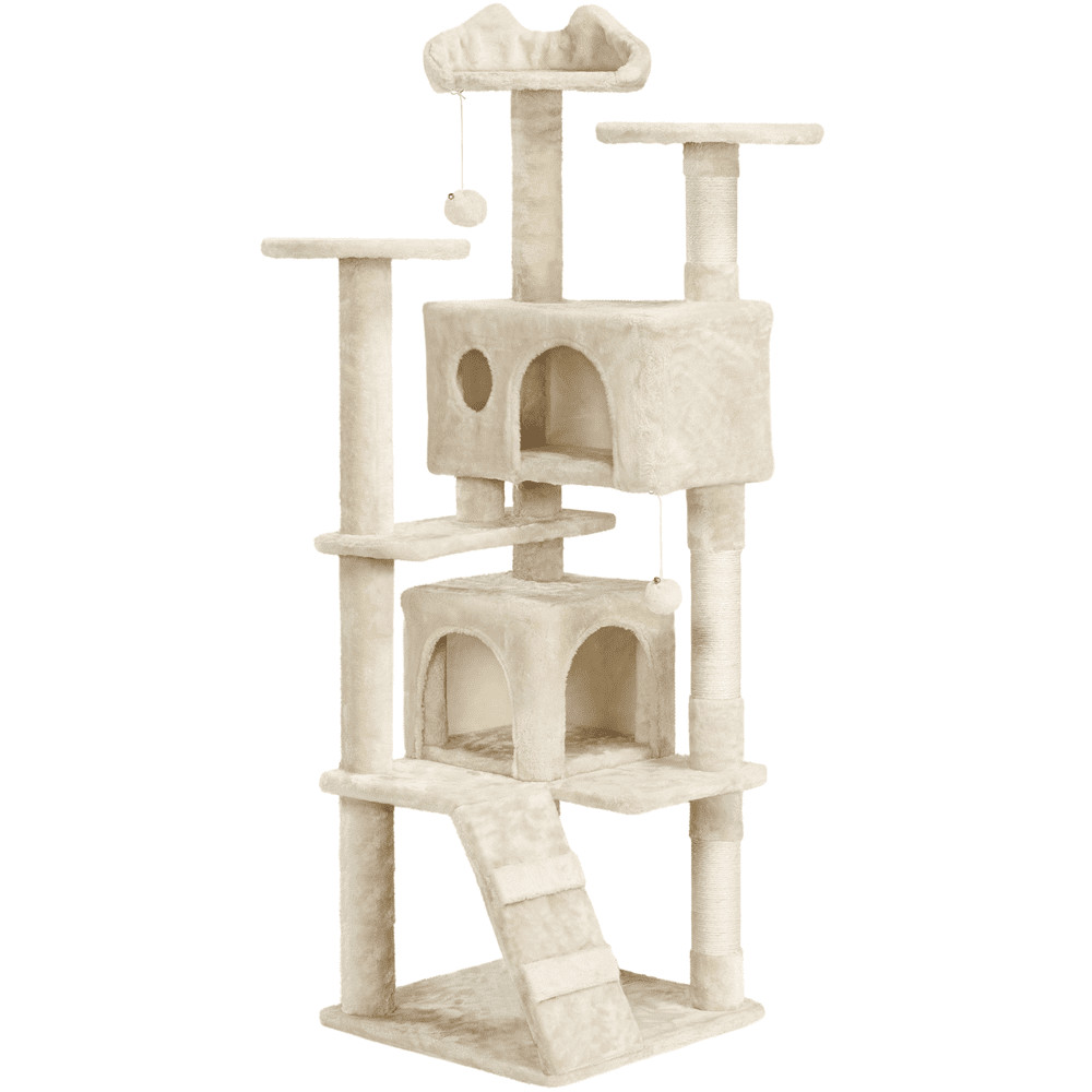 54.5" H Double Condo Cat Tree W/ Scratching Post Tower Pink