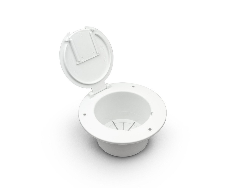 Creative Products Group Round Electric Cable Hatch with Back, Polar White