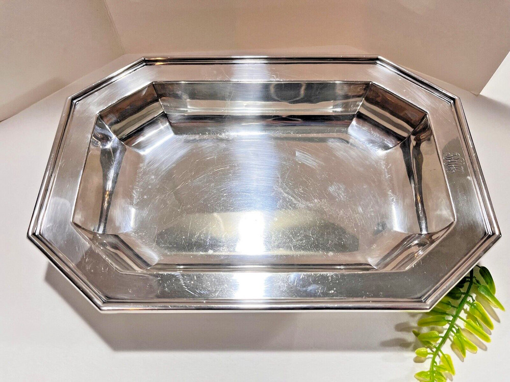 Heavy Sterling Silver Durgin Serving Dish 485 Gr. Rectangular Cut Corner