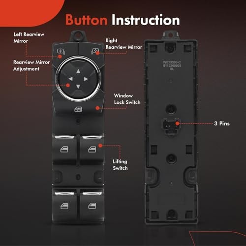 Master Power Window Switch Compatible with Ford Fusion 2013-2020, Front Left