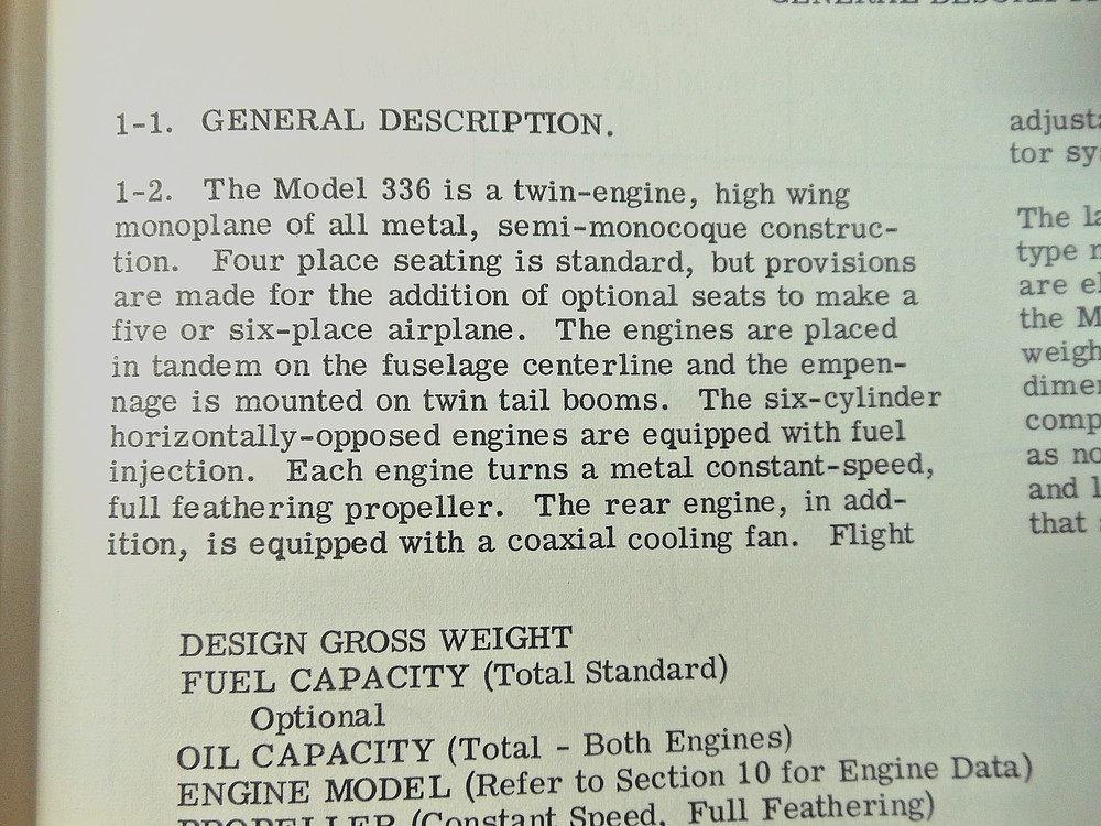 Cessna 336 Fixed Gear Push/Pull Twin Engine 1964 Maintenance Service Manual
