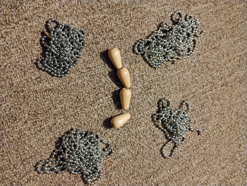 4 Long Ceiling Fan Pull Chain Extensions with Wooden Knobs