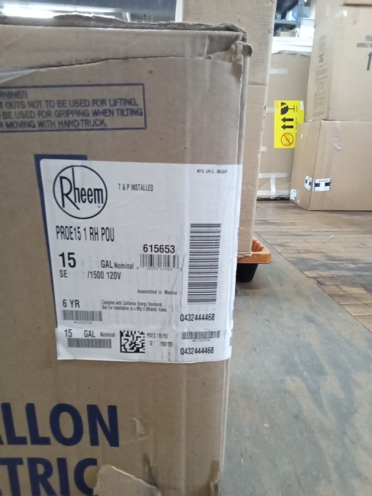 Rheem 15 Gallon Electric Water Heater 120V 1500 PROE15 1 RH POLL New