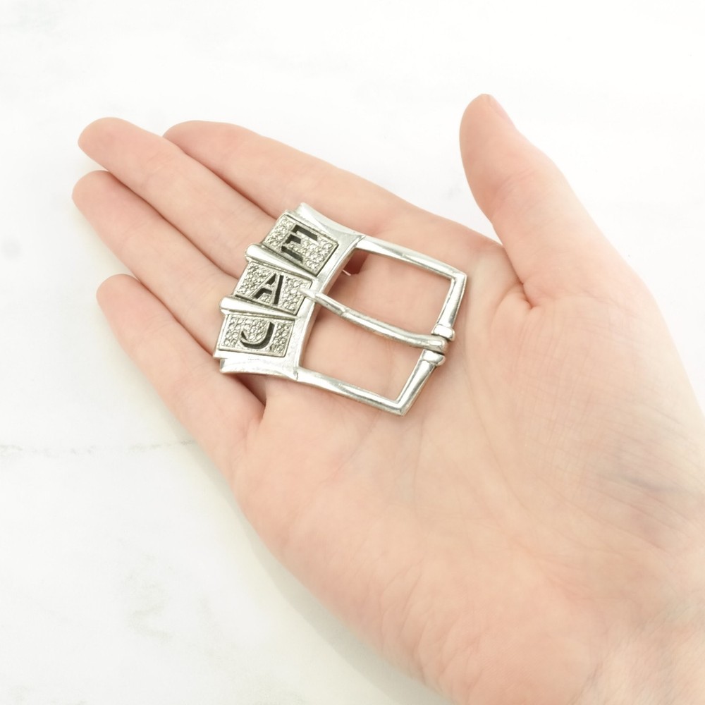 Antique Art Deco "EAJ" Replacement Initials Sterling Silver Belt Buckle