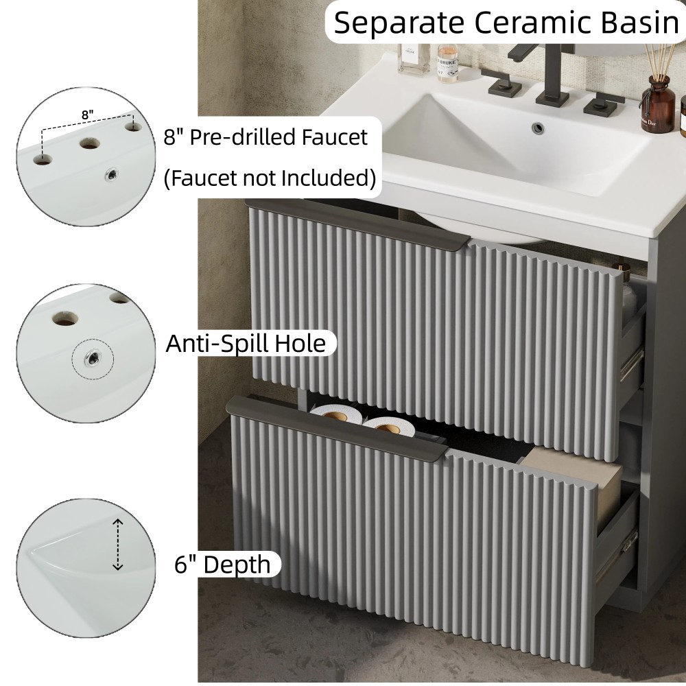 Bathroom Vanity W Ceramic Sink FullExtension Drawers