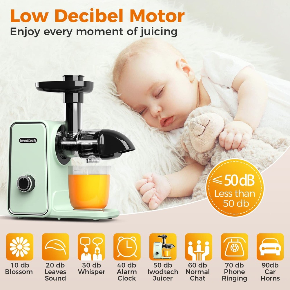 Juicer Machine, Cold Press Juicer with 2 Speed Modes, Slow Masticating Juicer...