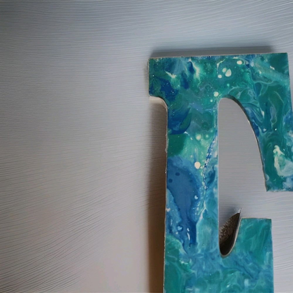 Unique Handpainted 4" Wood Letter "E"