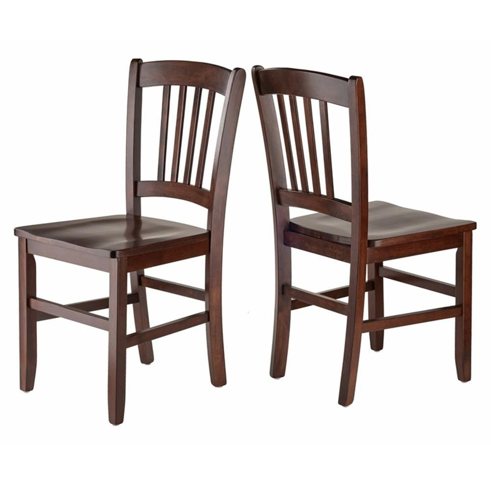 Winsome Perrone 3-Piece 48" Transitional Solid Wood Dining Set in Walnut