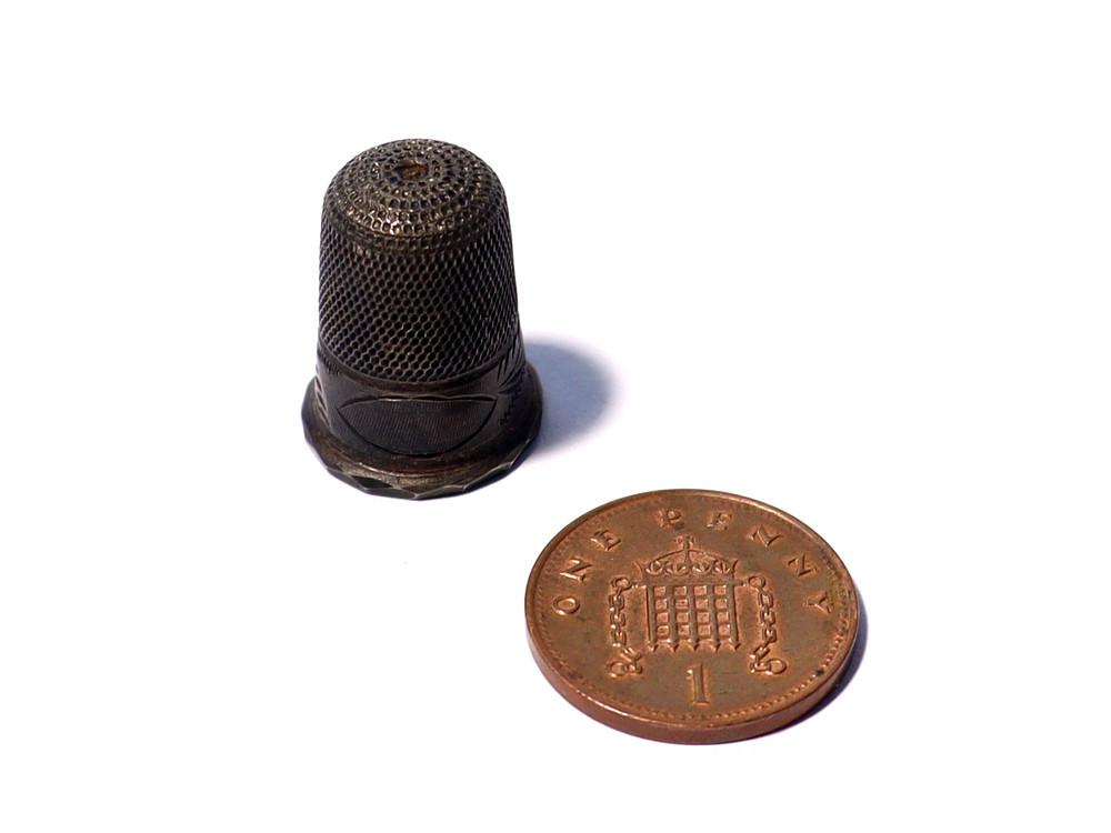 19thC THIMBLE Fine Engraved Foliage Sterling Silver #TH11