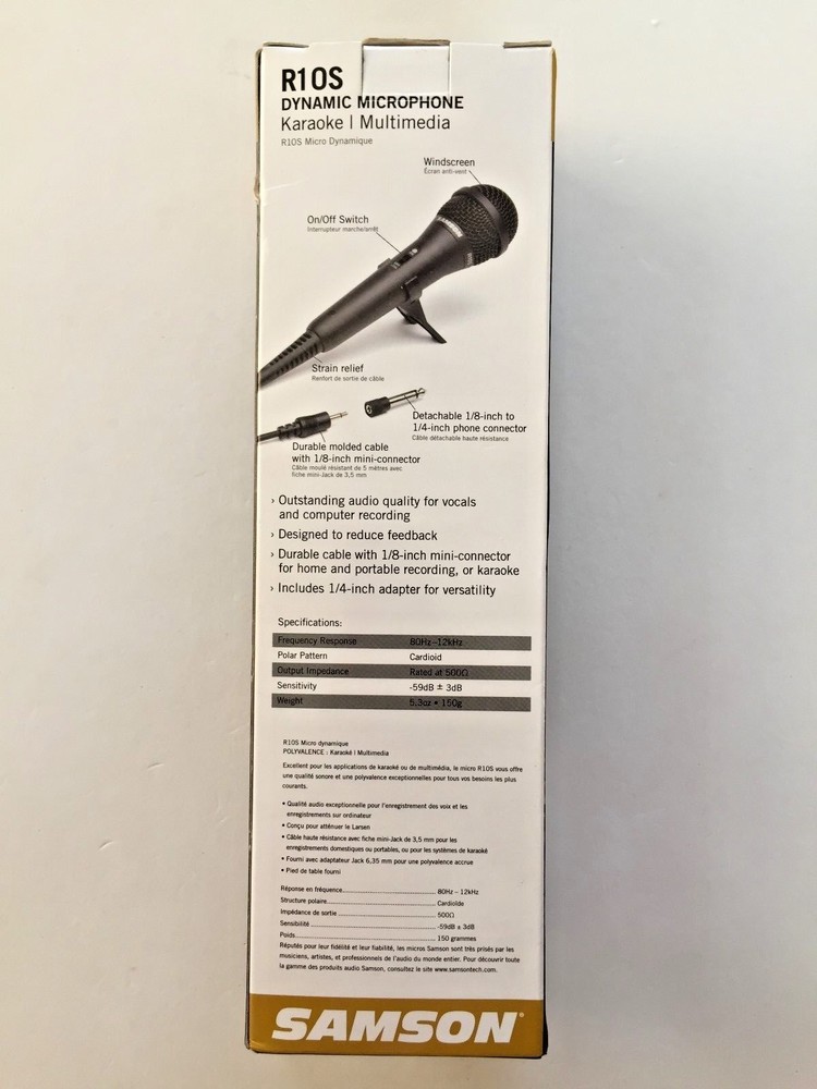 Samson R10S Dynamic Cable Consumer Microphone Karaoke Multimedia