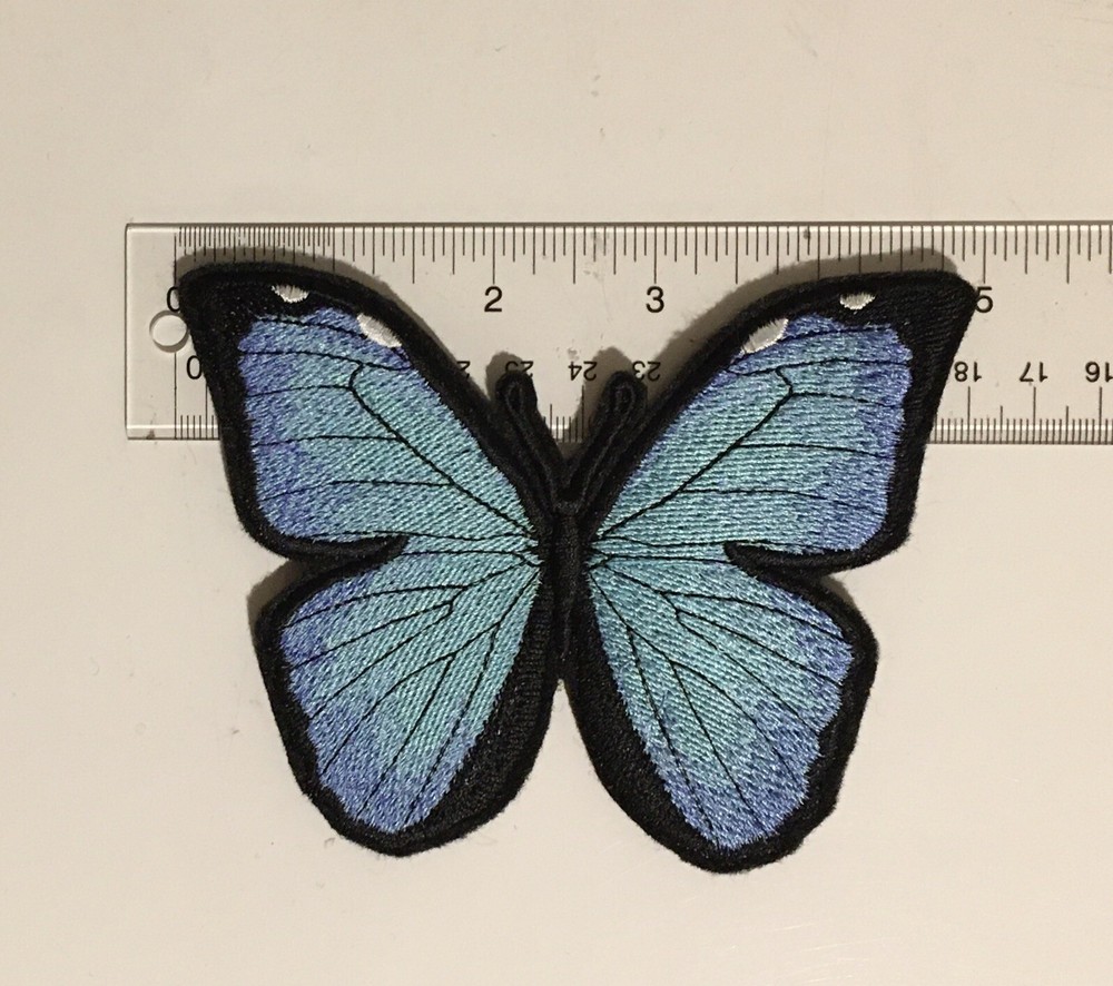 Embroidered Large “Giant (Light) Blue Morpho”Butterfly 4.9” inches IRON ON Patch