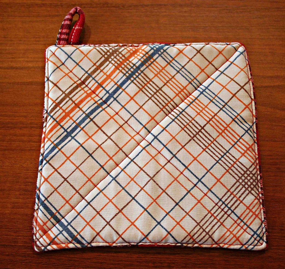 Handmade Single Potholder: Patchwork Quilted 7" Square New