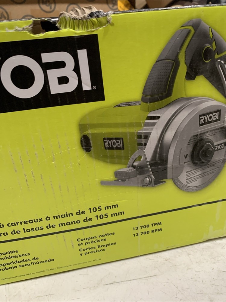 Ryobi 4 in. Tile Saw Handheld Powerful Motor Lock On Trigger Control Long Cuts