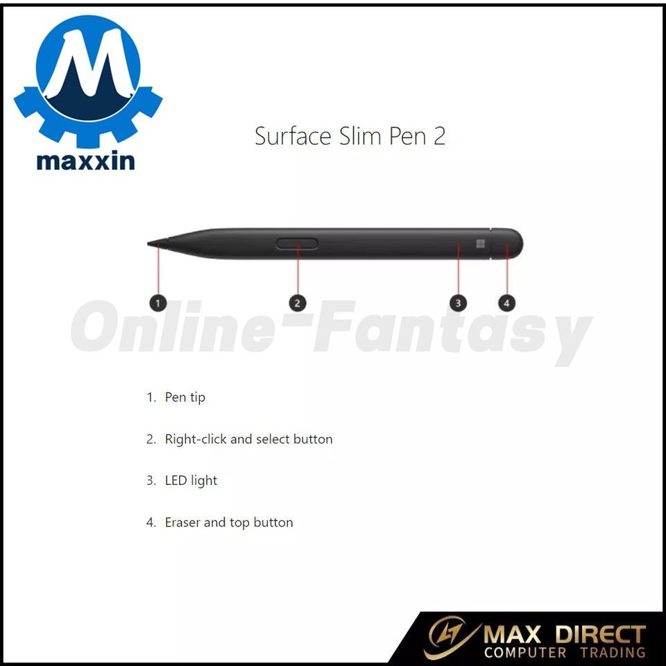 Microsoft Surface Slim Pen 2 for Surface Pro/Laptop/Book/Studio -Black 8WV-00001