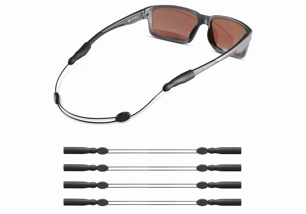 Adjustable Sunglasses Strap Retainer 4 Pack – Silicone Ends, No-Tail Lightweight