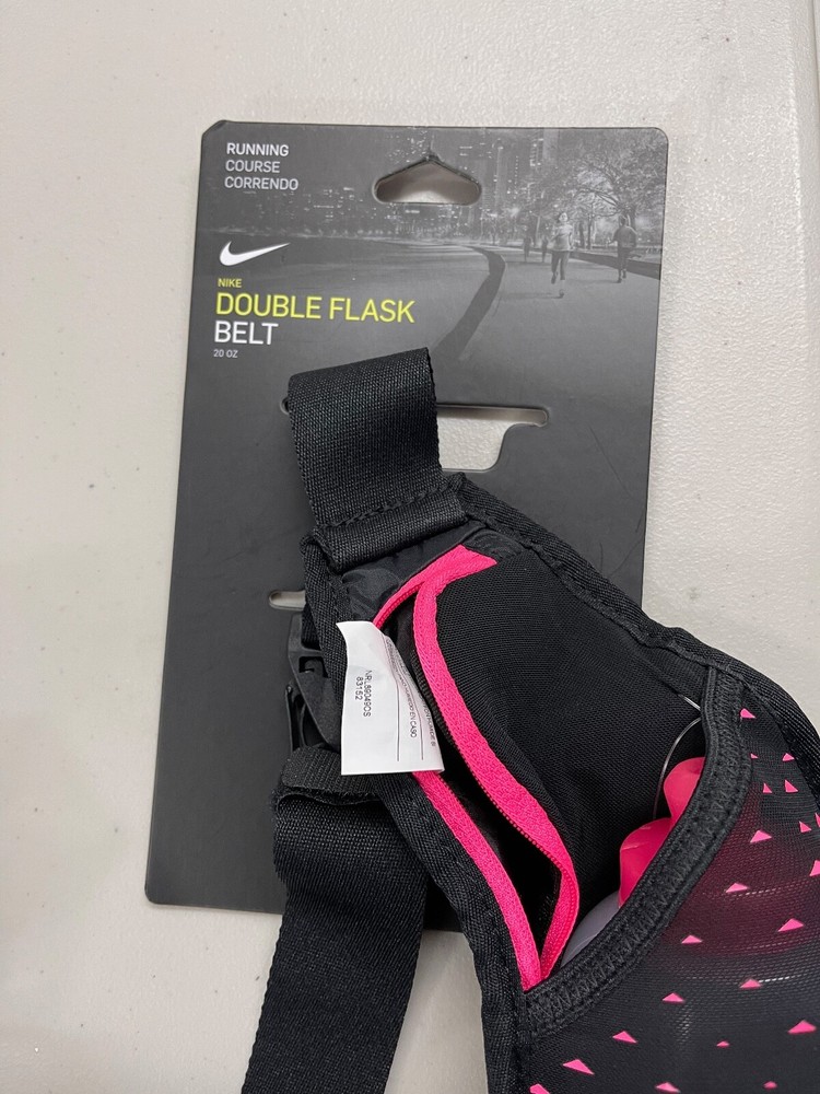 Nike Double Flask Pocket Running Belt (Black/Hyper Pink)