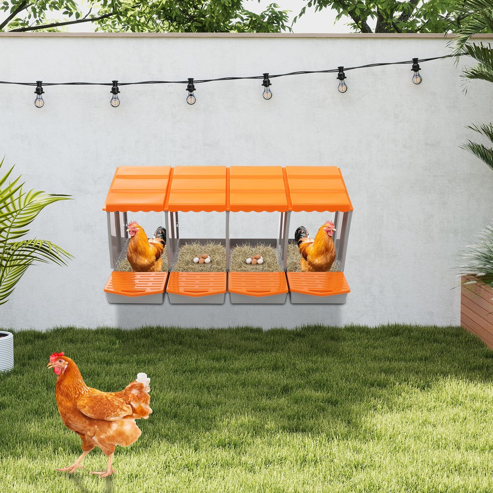 Orange Chicken Nesting Box Modern 4-Compartment Chicken Nesting Box PP NEW