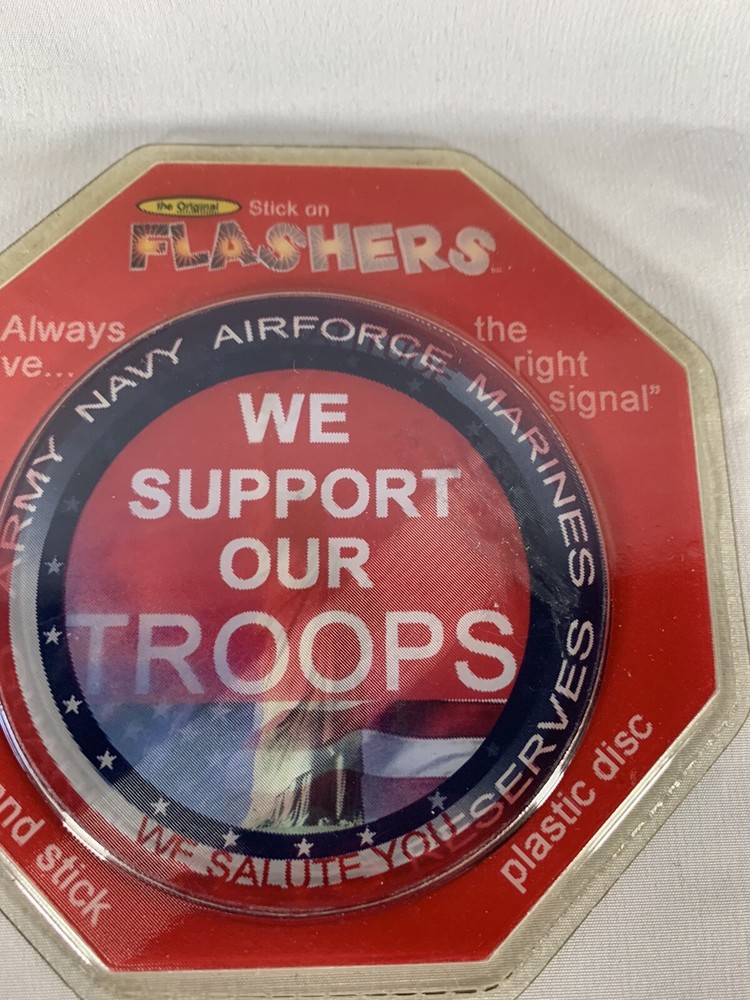 New Flasher Plastic Disc Image Changing Sticker Lady Liberty Support Our Troops