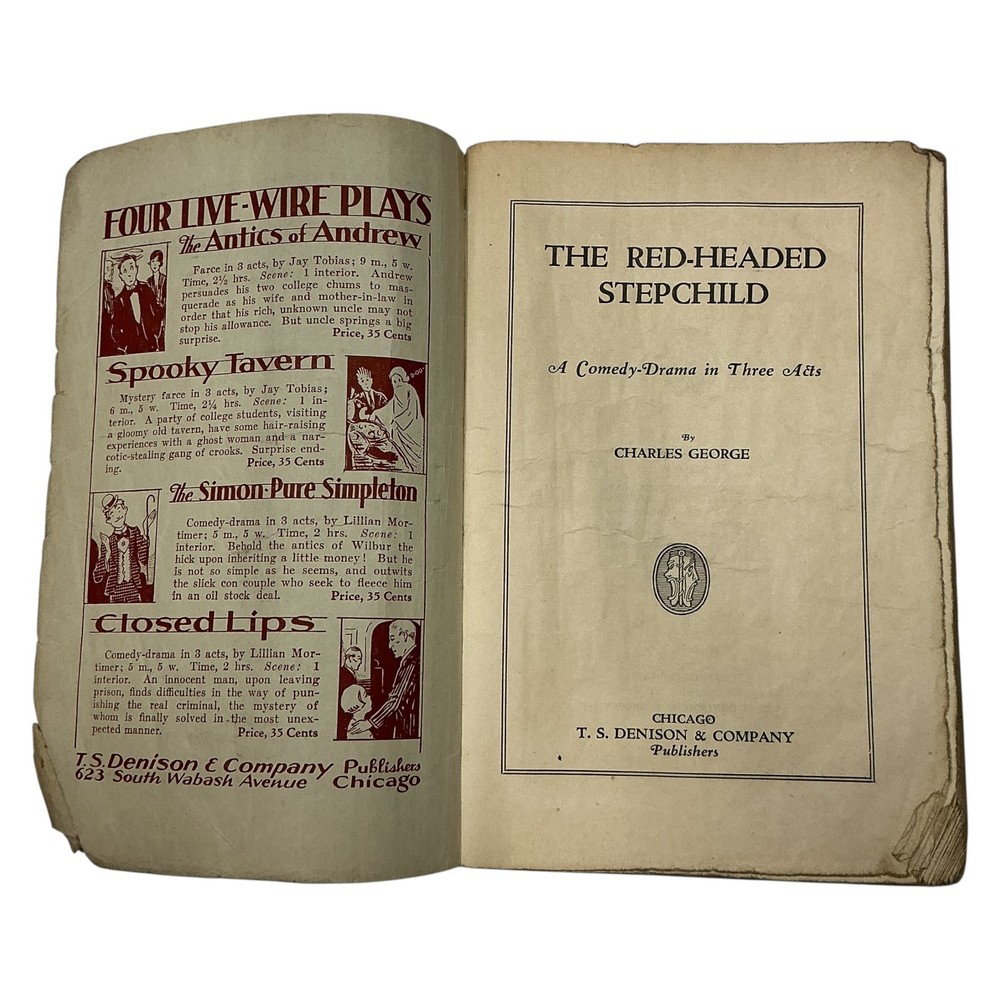1931 The Red-Headed Stepchild Charles George Denison's Select Plays Script Vtg