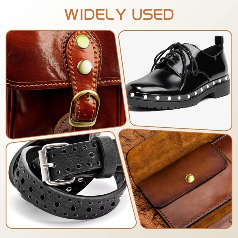 480 Set 4 Color Leather Rivets, Double Caps Rivets with Hammer