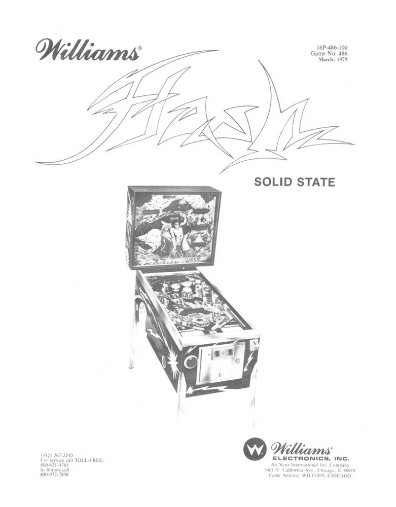 Williams Flash Gordon Solid StaTE Pinball Operations Manual: 71 Pages Copy