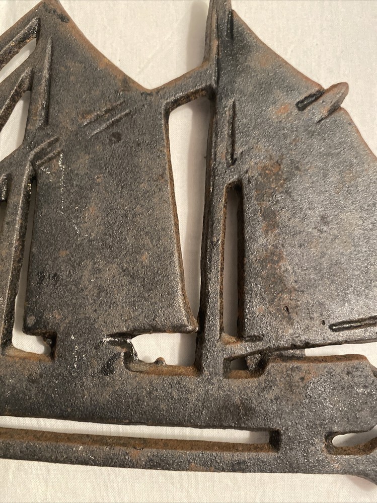 Vintage Cast Iron Clipper Ship Trivet 9x6