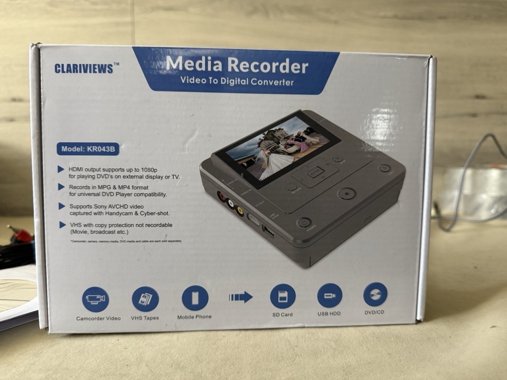 Clariviews KR043B Multi-Function HDMI Media Recorder Video to Digital Converter