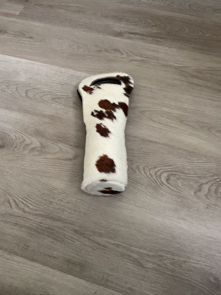 Cowhide wine caddy bottle holder with grip new