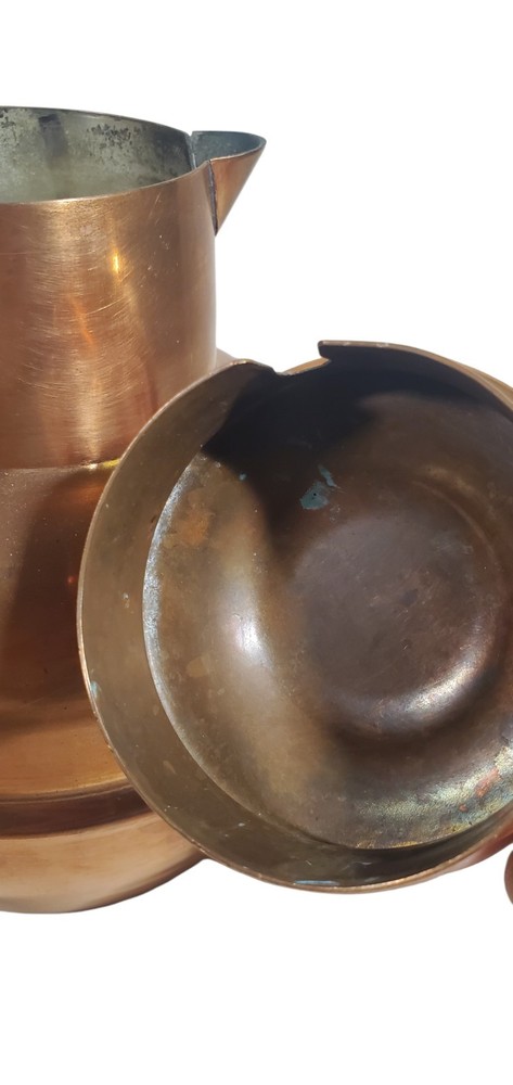 Colonial Virginia Hampton Copper Tea Coffee Hot Water Pot Raffia Handle