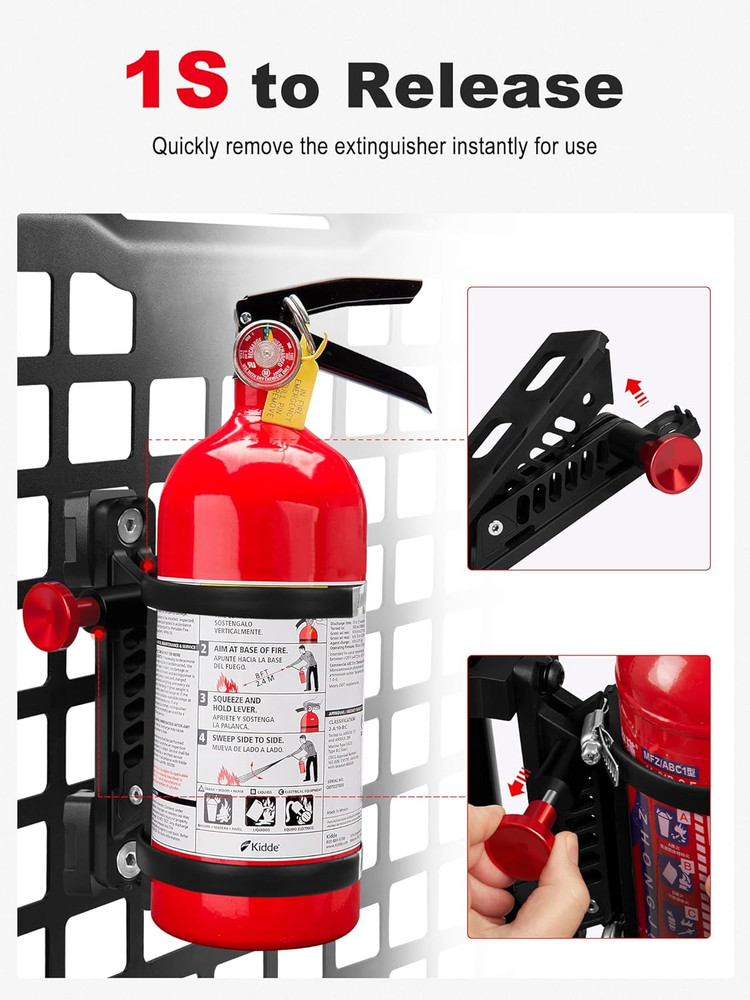 MOLLE Panel Fire Extinguisher Mount Kit Fits 1"-2" Rigid MOLLE Panel Holes Quick