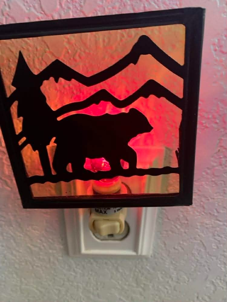 EUC Park Designs Lodge Rustic Bear and Mountain Theme Night Light