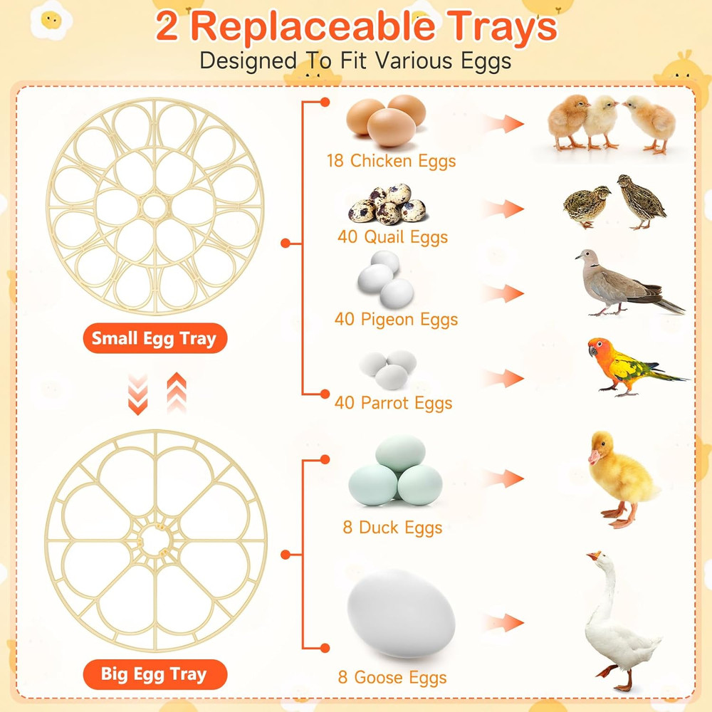 18 Egg Incubator for Chicken Eggs, Automatic Egg Turning and Humidity Control In