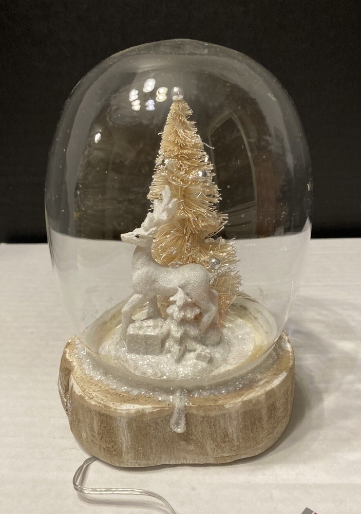 Macy’s Christmas Reindeer Snow Tree Lighted Globe Lantern Glittery 2016