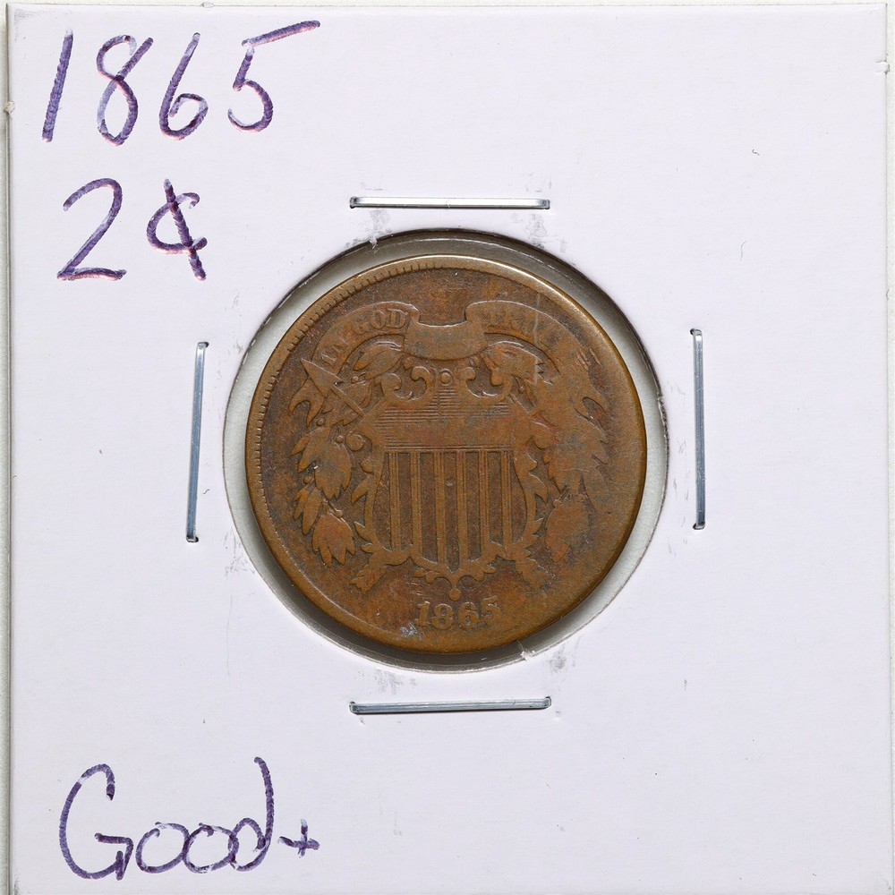 1865 2C Two Cent Piece in Good+ Condition #2741