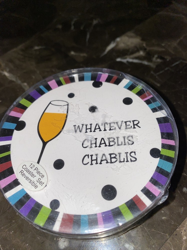 "Whatever Chablis Chablis" Coaster 12piece Set Reversible