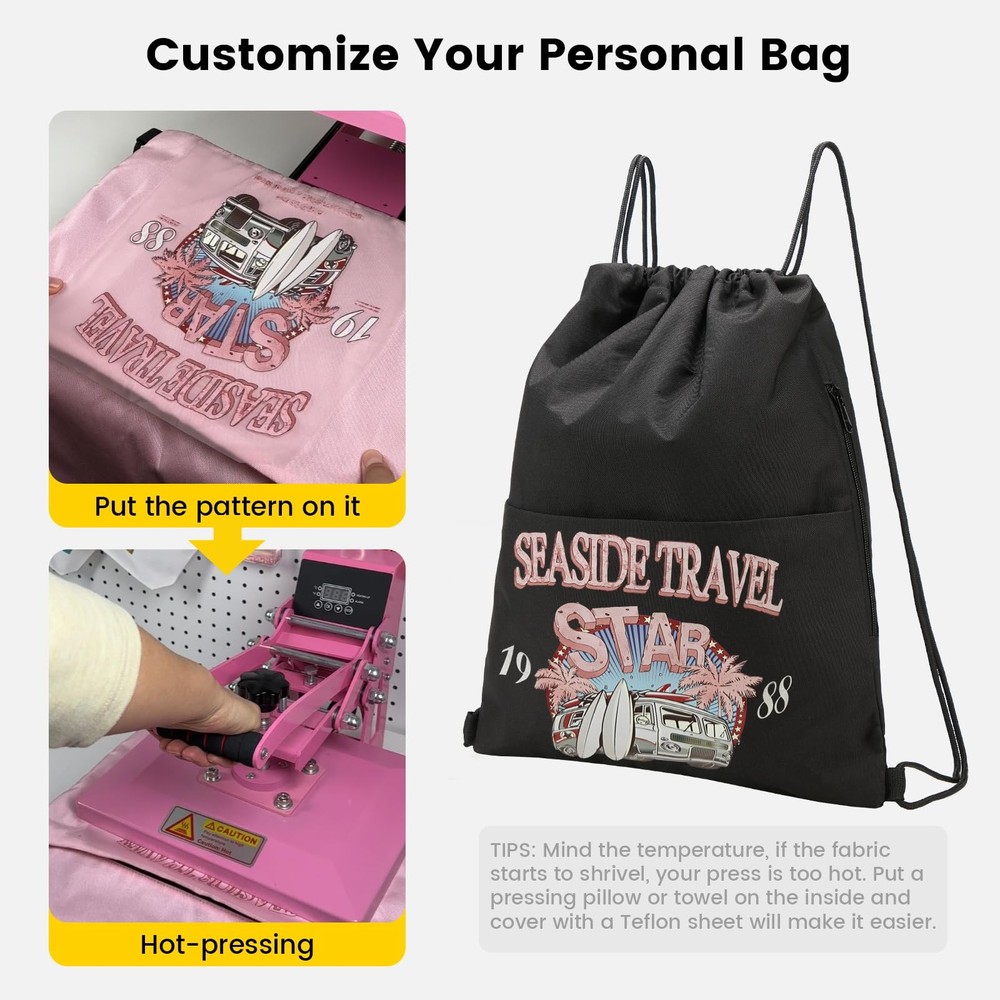 Vorspack Drawstring Backpack Water Resistant String Bag 18''x15'', Black