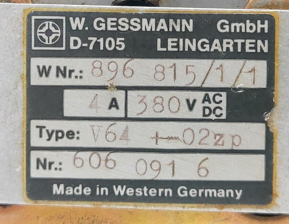 W. Gessmann D-7105 V64 +02zp Joystick Controller