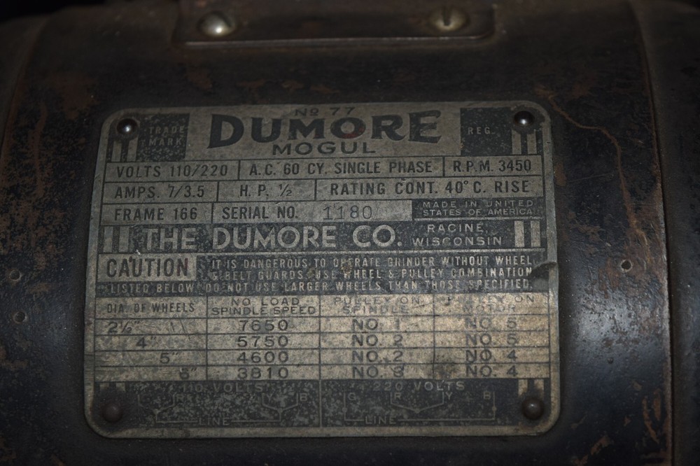 Dumore 77 Mogul Tool Post Grinder 1/2 hp