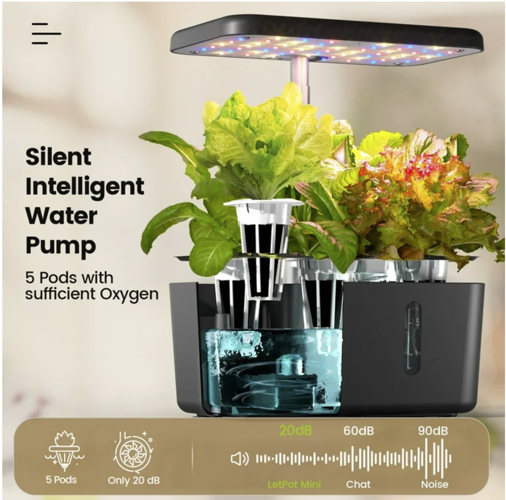 Smart App & Wifi Controlled Hydroponics Mini 5 Pod System Indoor Garden Planter