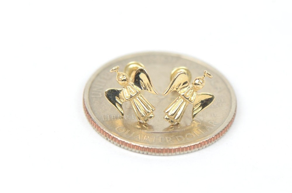 14k Yellow or White Gold Angel Stud Earrings