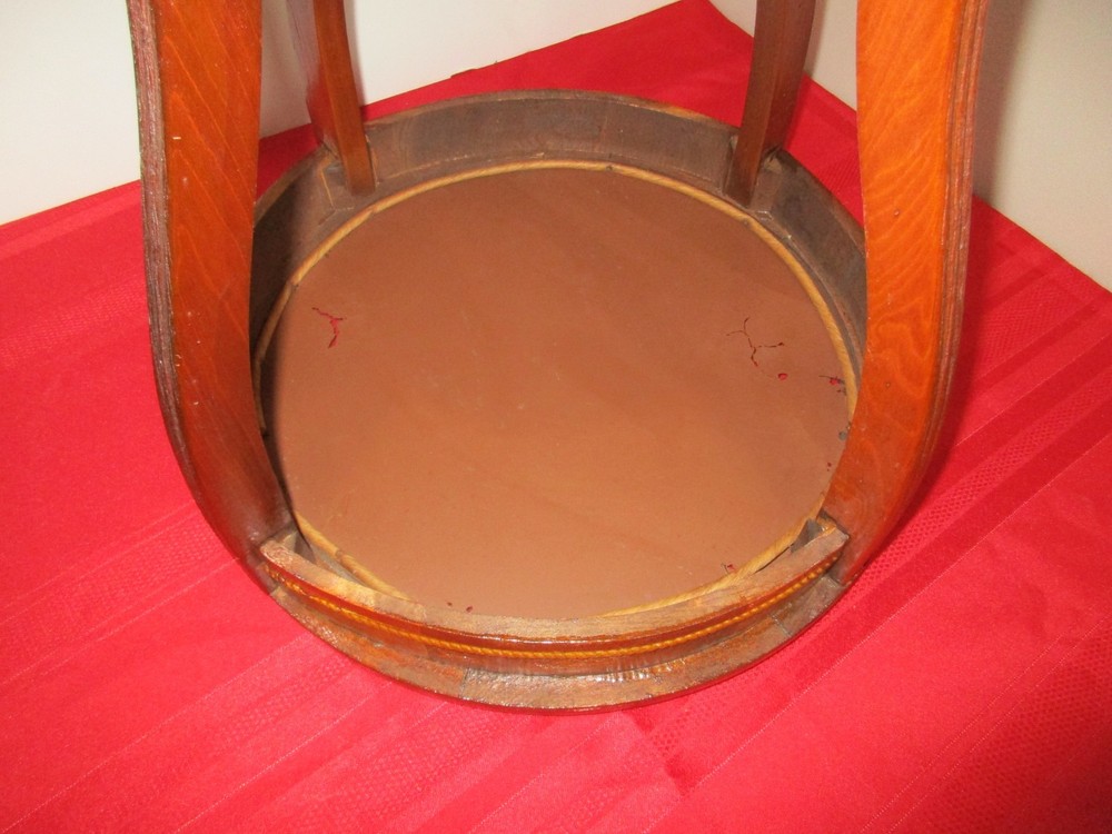 Mid Century Round Solid Wood / Glass End Table / Side Table