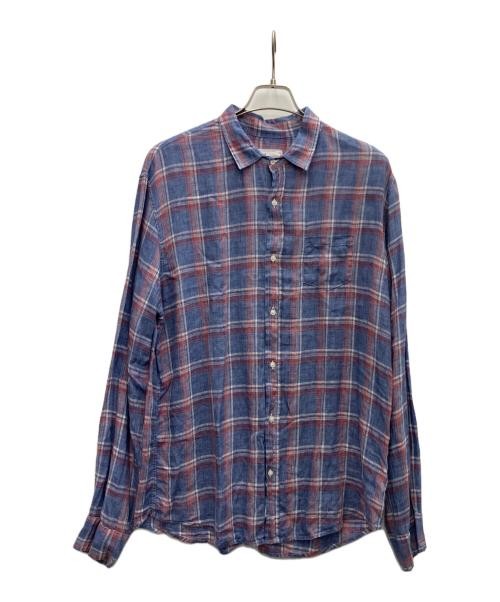 Frank&Eileen                    Linen check shirt blue