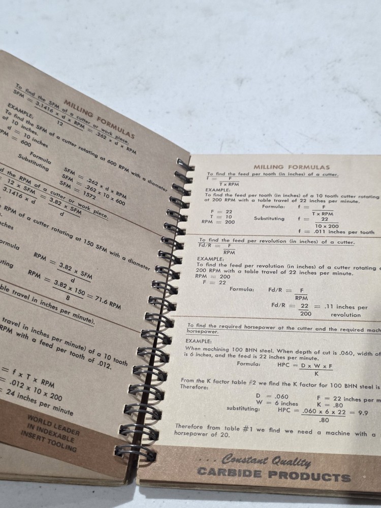 Vintage Valenite Handy Reference Book