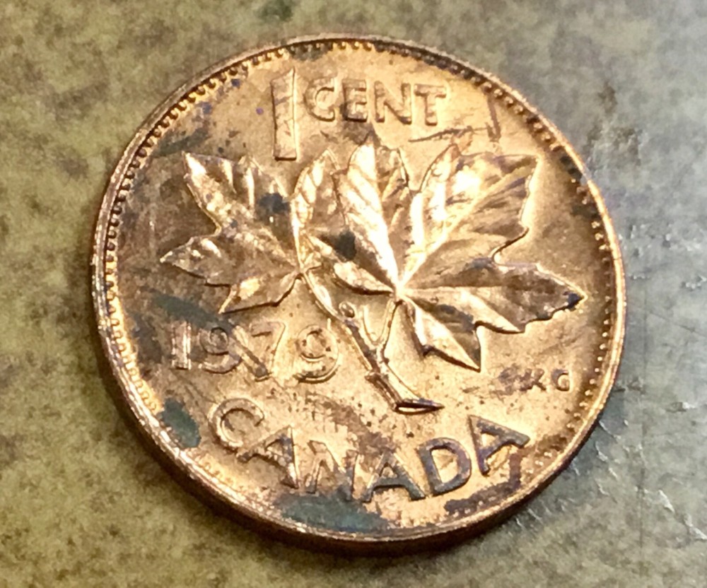 1979 Canada Cent Mint Error Double date re-engraved