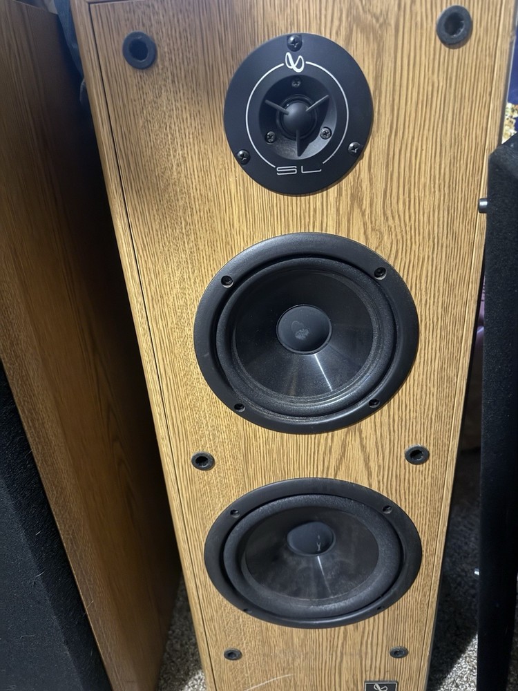 INFINITY SL40 TOWER SPEAKERS SOLID OAK VERIFIED WORKING SOUND SYSTEM Vtg Speaker