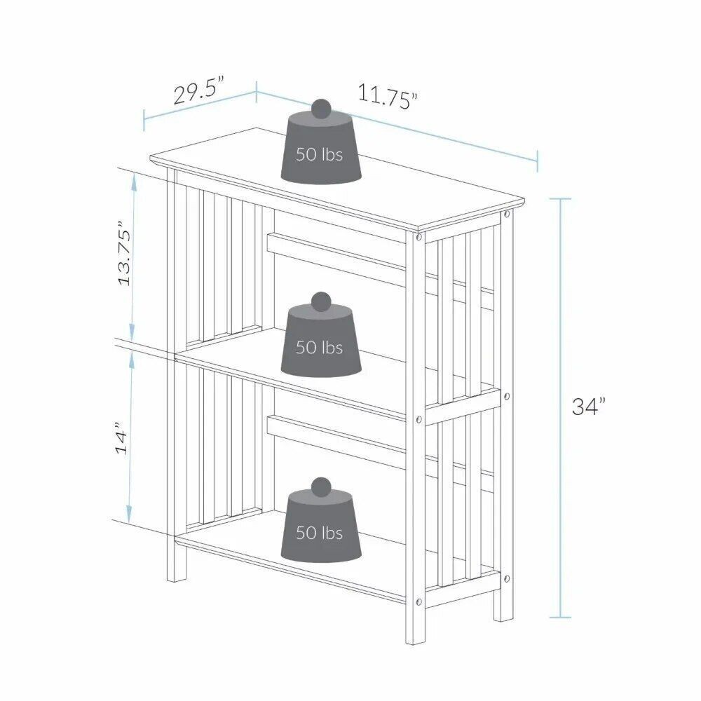 Style 3-Tier Wood Bookcase Storage Organizer